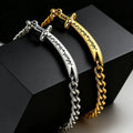 Kubanisches Herrenarmband mit arabischem Ali Zulfiqar Schwert in Gold