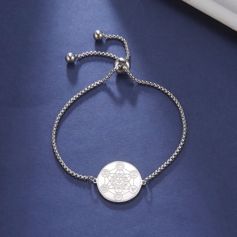 Metatron-Würfel-Schutzarmband silber