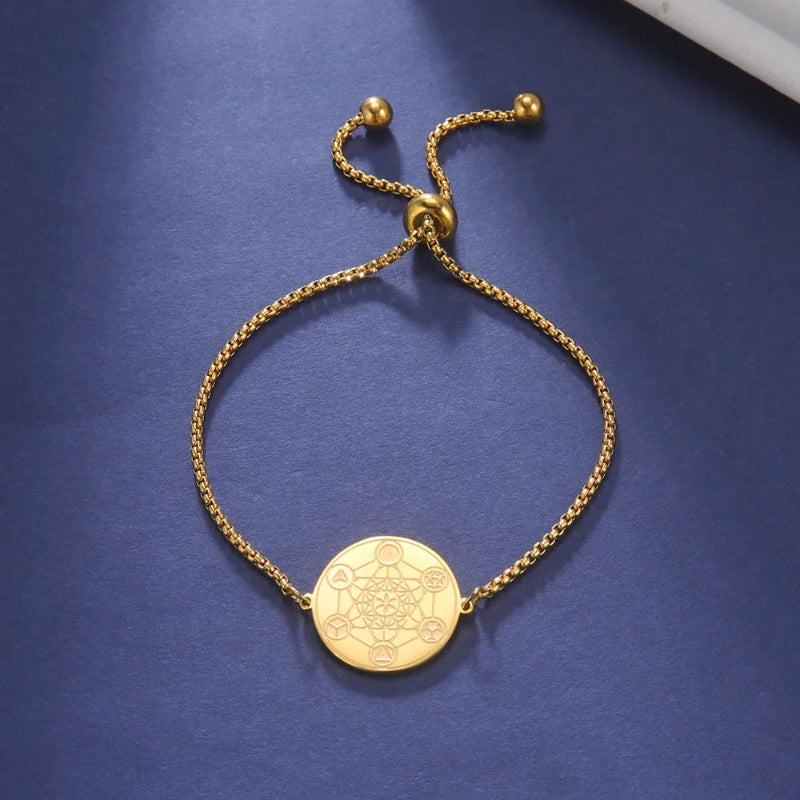 Metatron-Würfel-Schutzarmband gold