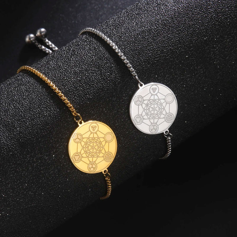 Metatron-Würfel-Schutzarmband silber