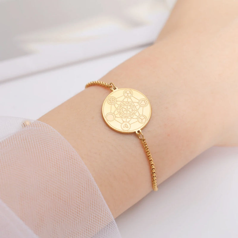 Metatron-Würfel-Schutzarmband gold