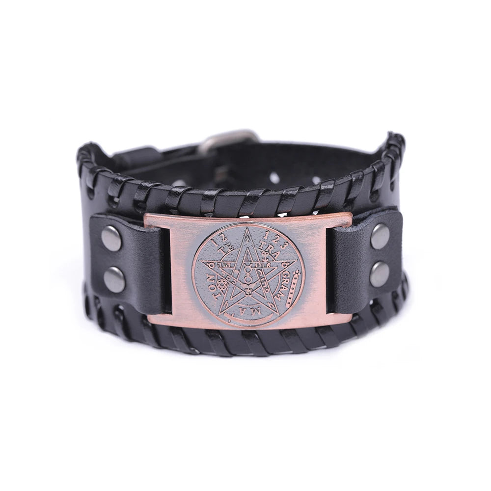 Lederarmband Pentakel Hexerei Wicca Gliederarmband 4