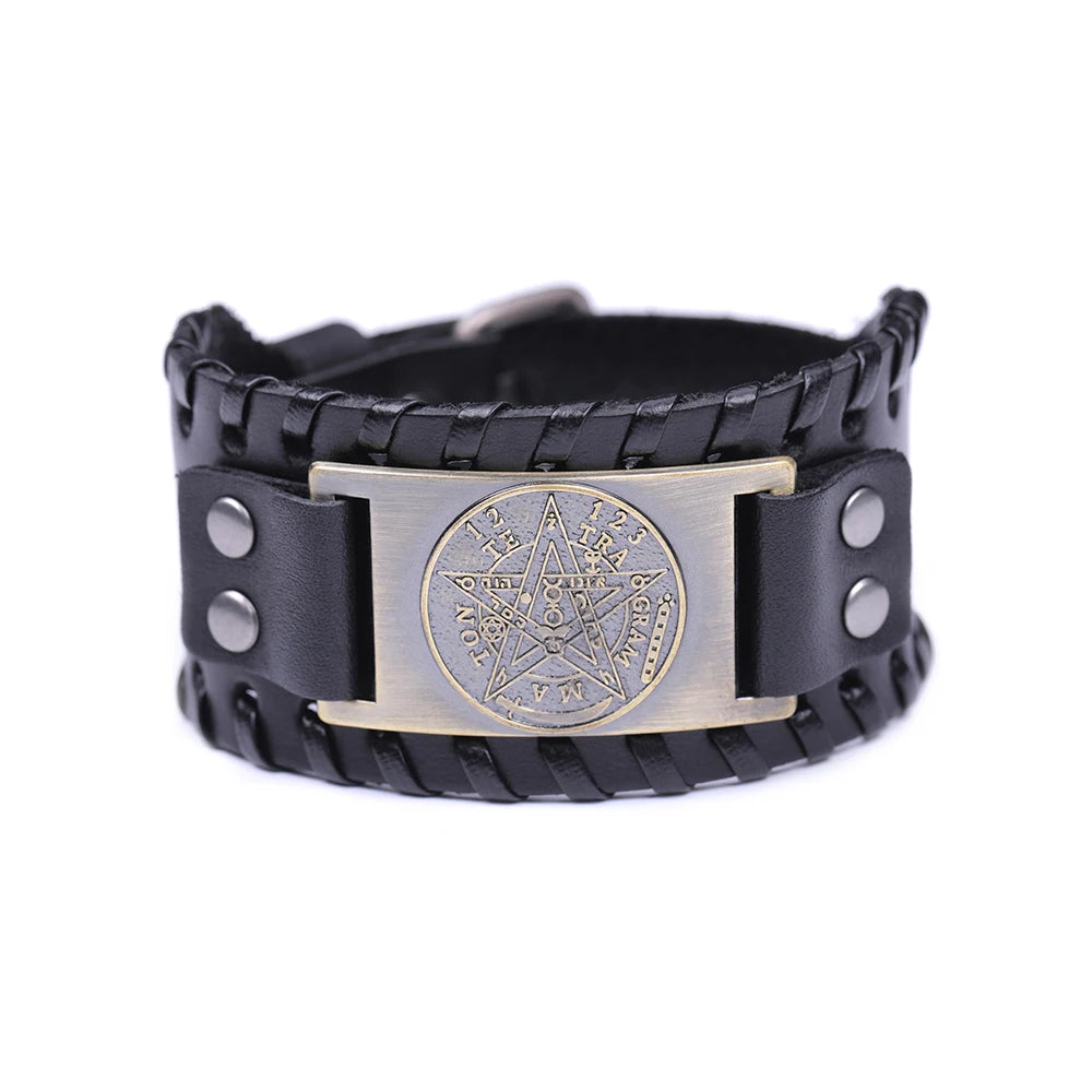 Lederarmband Pentakel Hexerei Wicca Gliederarmband 6