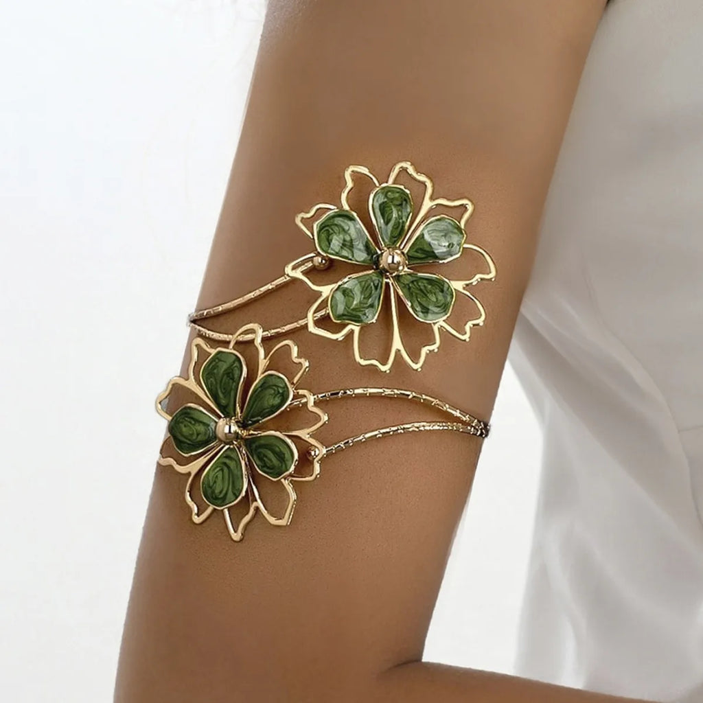 Armreif für Damen mit Blüte - Bizepskette grün