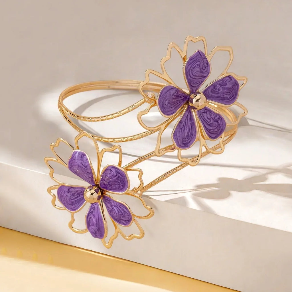 Armreif für Damen mit Blüte - Bizepskette violett