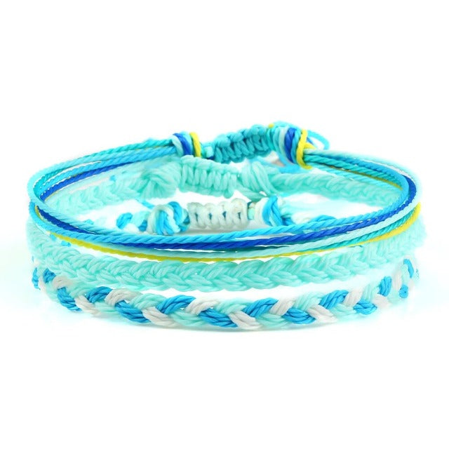 Tibetisches Geflochtenes Glücksarmband 9 Farben Türkis