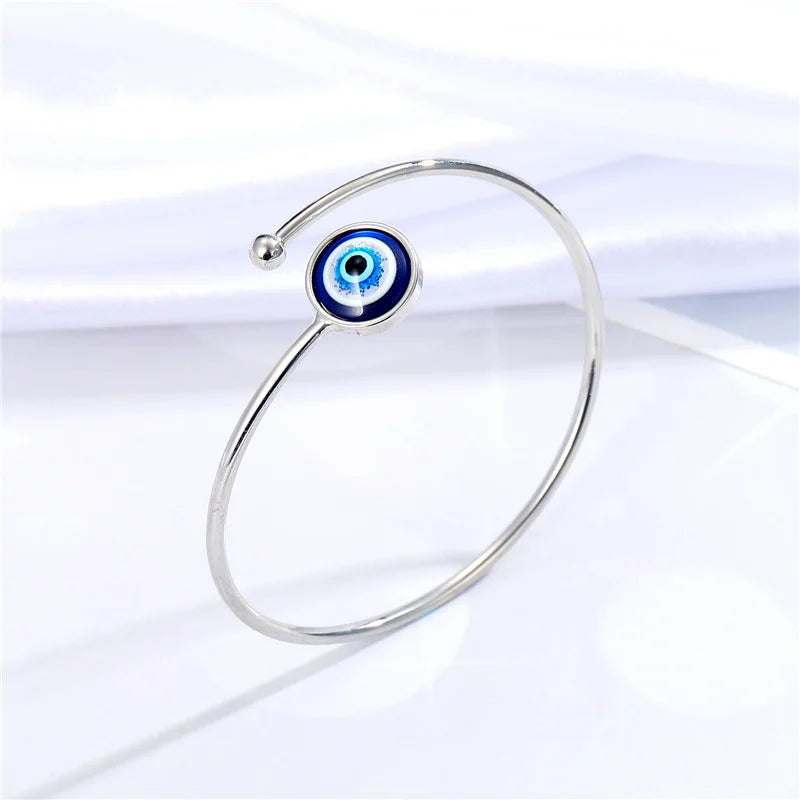 Charm-Armband gegen das böse Auge Türkisch Blau Silber