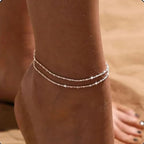 Feines Doppelreihiges Fußkettchen aus Silber