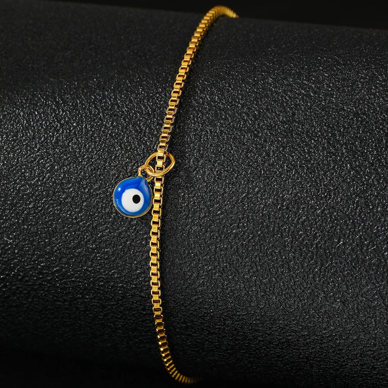 Knöchelarmband Blaues Auge Gold