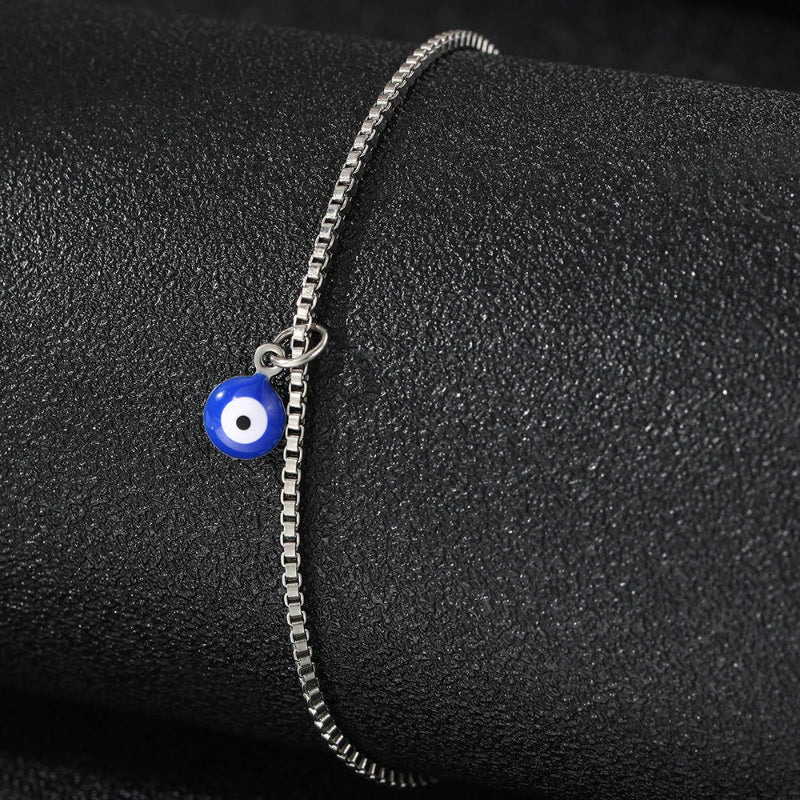 Knöchelarmband Blaues Auge Silber