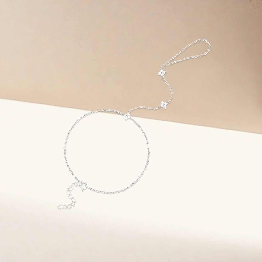 Handgelenkband mit Zirkonblumen in Silber