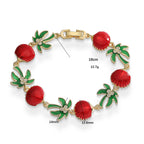 Armband mit Palmen aus grünem Emaille und roten Muscheln