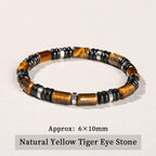 Elastisches Armband Dreifachschutz – Tigerauge, Onyx und Hämatit