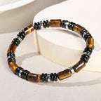 Elastisches Armband Dreifachschutz – Tigerauge, Onyx und Hämatit