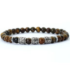 Buddhistisches Schutzarmband aus Tigeraugenperlen und gravierten Mantras