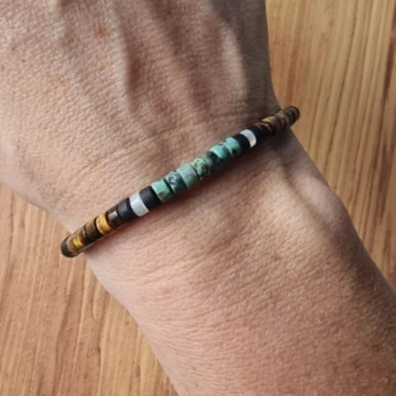 Schutzarmband aus Natursteinen Tigerauge und Amazonit 