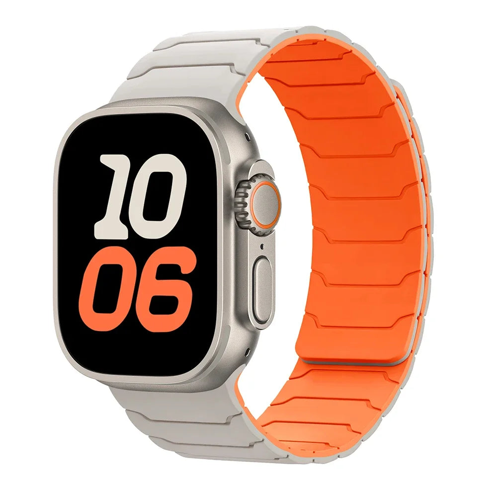 Magnetisches Ersatzarmband für Apple Watch in Weiß-Orange