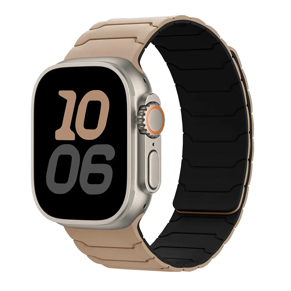 Magnetisches Ersatzarmband für Apple Watch in Beige-Schwarz