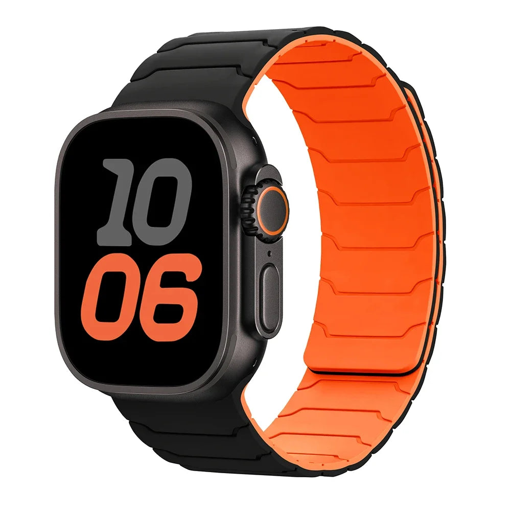 Magnetisches Ersatzarmband für Apple Watch in Schwarz-Orange