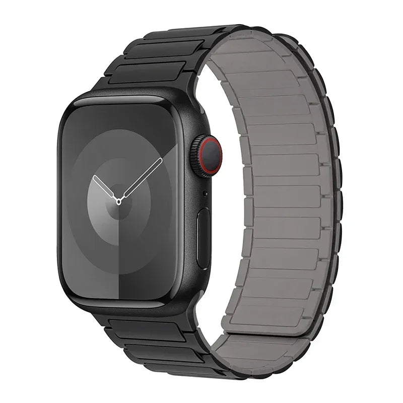Magnetisches Ersatzarmband für Apple Watch schwarz und grau