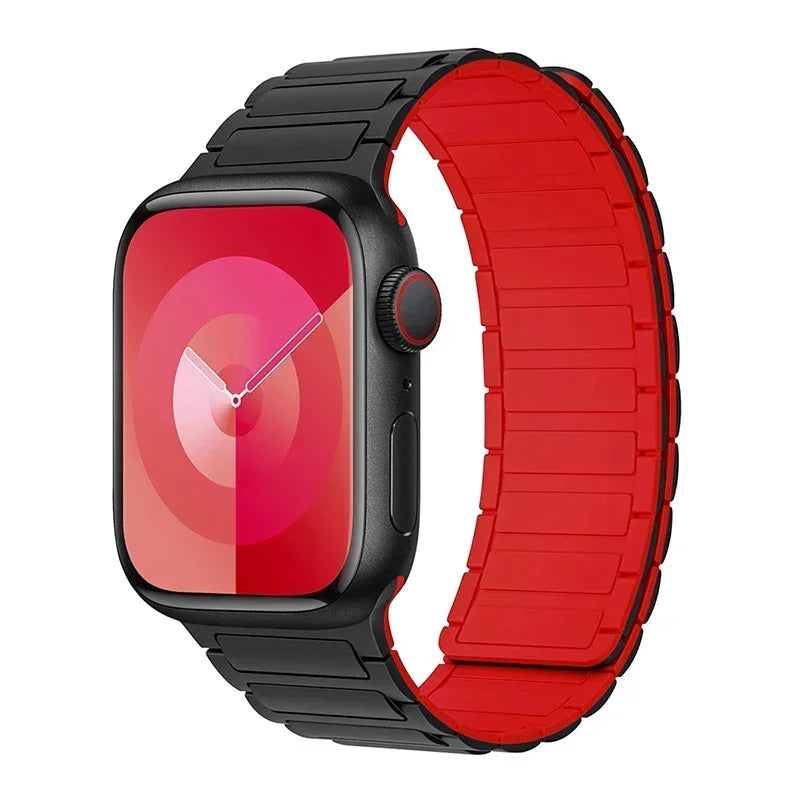 Magnetisches Ersatzarmband für Apple Watch schwarz rot