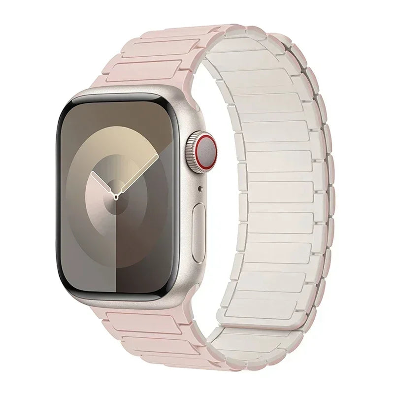 Magnetisches Ersatzarmband für Apple Watch rosa und weiß