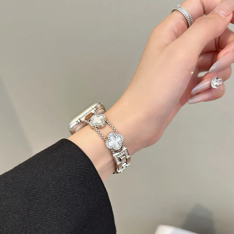 Ersatzarmband für Apple Watch - Kleeblatt-Design Silber