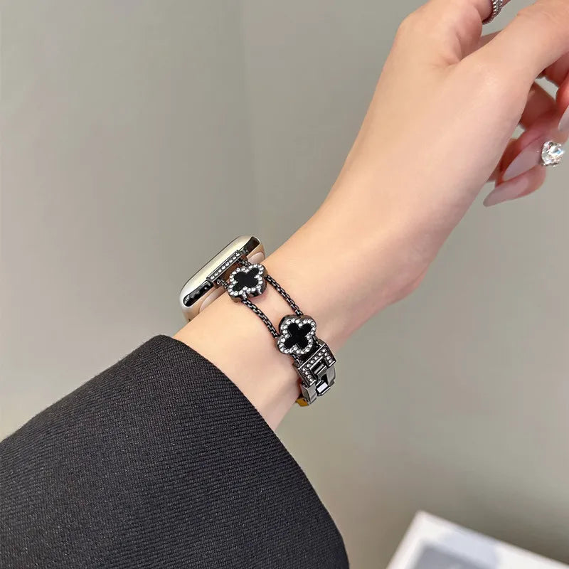 Ersatzarmband für Apple Watch - Kleeblatt-Design Schwarz