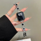 Ersatzarmband für Apple Watch - Kleeblatt-Design Silber Schwarz