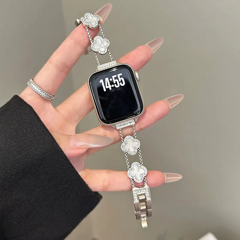 Ersatzarmband für Apple Watch - Kleeblatt-Design Silber