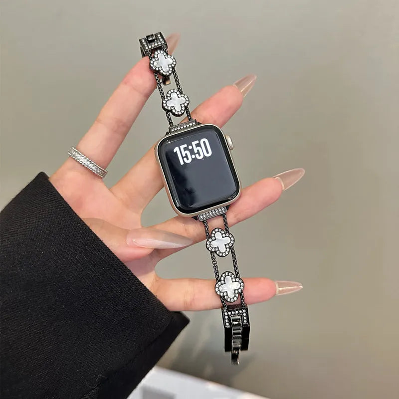 Ersatzarmband für Apple Watch - Kleeblatt-Design Schwarz