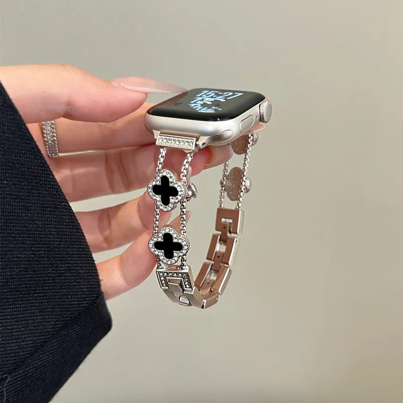 Ersatzarmband für Apple Watch - Kleeblatt-Design Silber