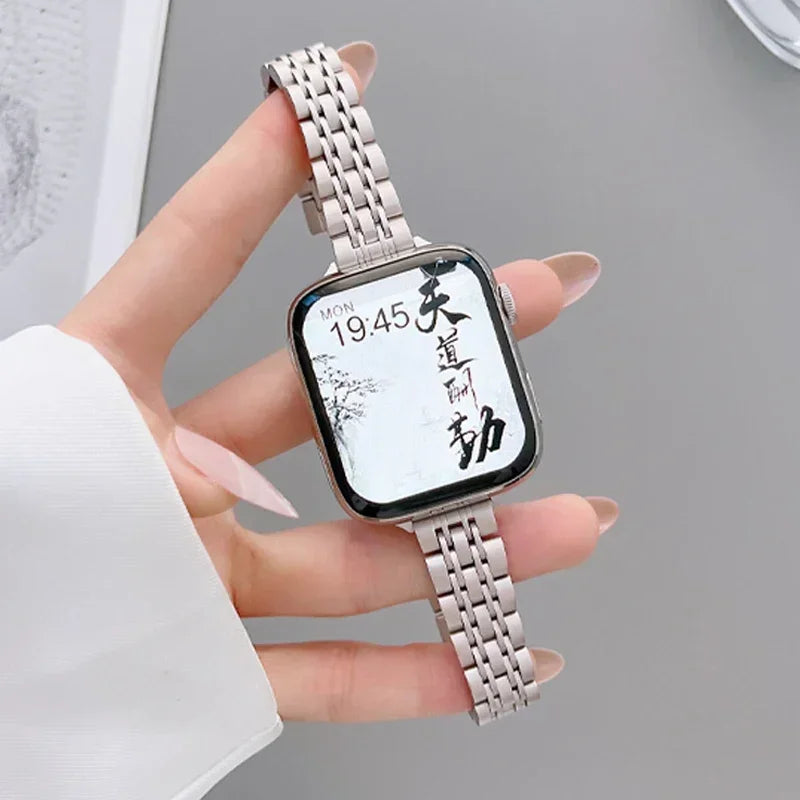 Ersatzarmband für Apple Watch aus silberfarbenem Edelstahl