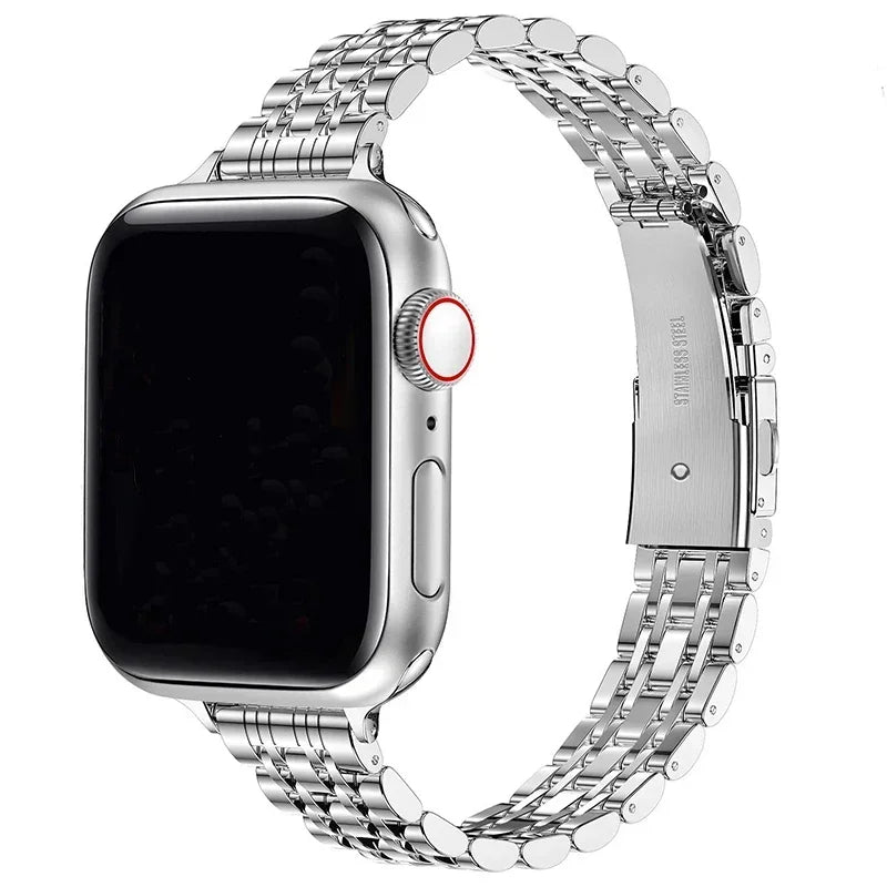 Ersatzarmband für Apple Watch aus silberfarbenem Edelstahl