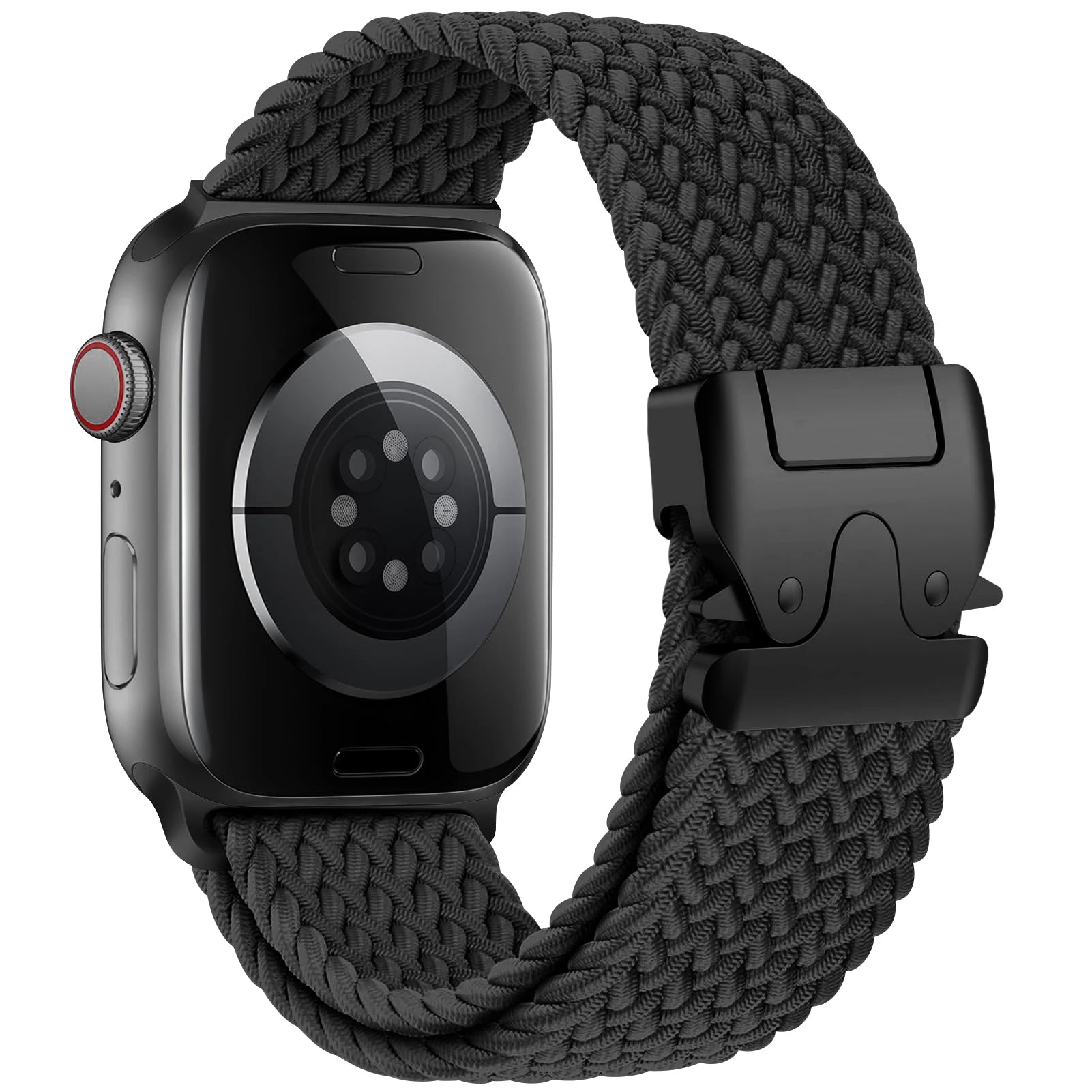 Ersatzarmband für Apple Watch aus schwarzem Fallschirmseil