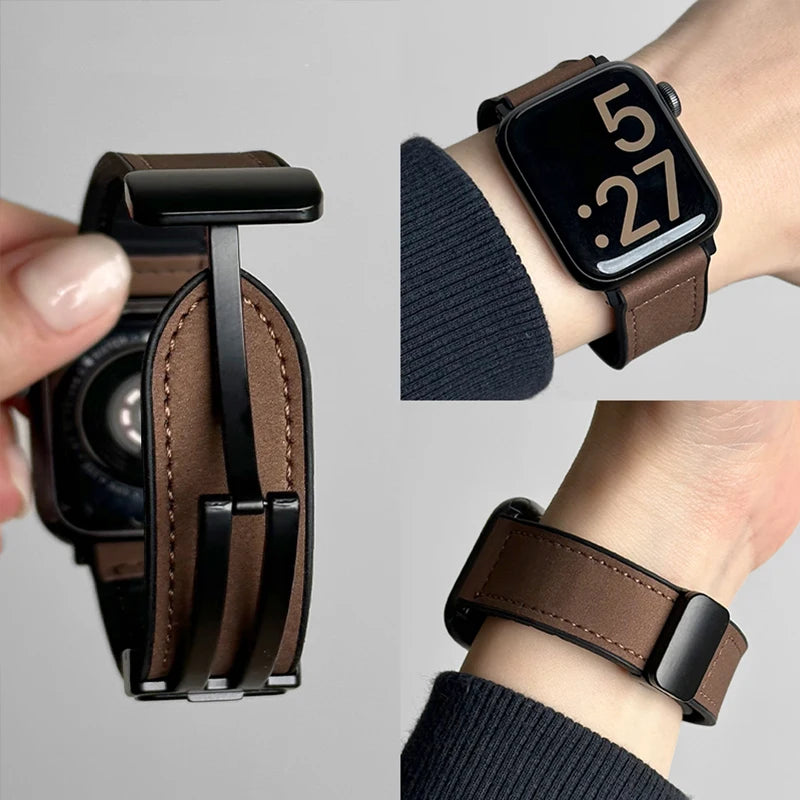 Ersatzarmband für die Apple Watch aus braunem Leder