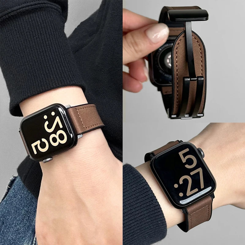 Ersatzarmband für die Apple Watch aus braunem Leder