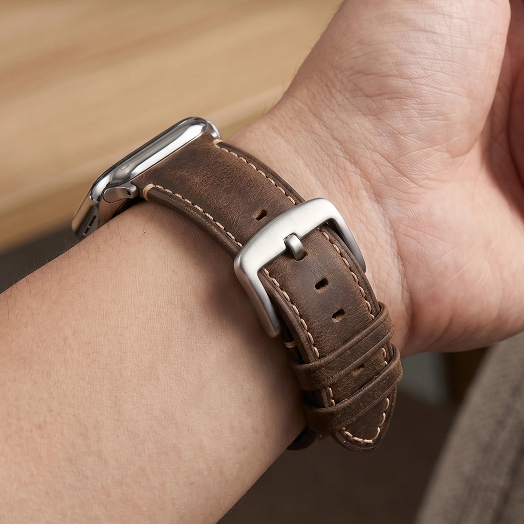 Ersatzarmband für die Apple Watch aus klassischem braunem Leder