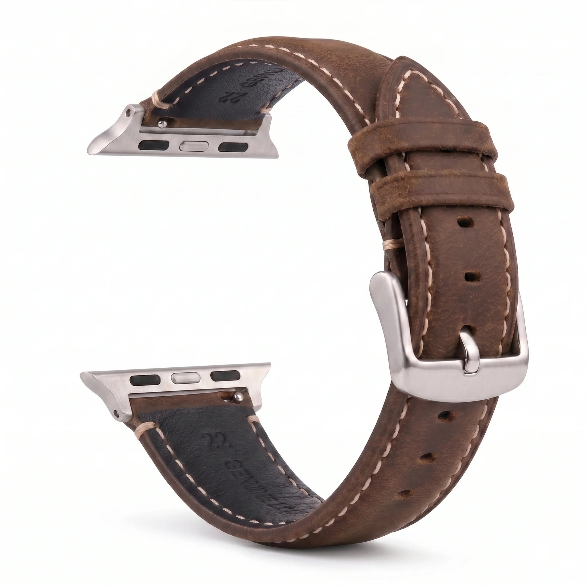 Ersatzarmband für die Apple Watch aus klassischem braun-silbernem Leder