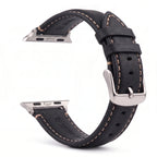 Ersatzarmband für die Apple Watch aus klassischem schwarz-silbernem Leder