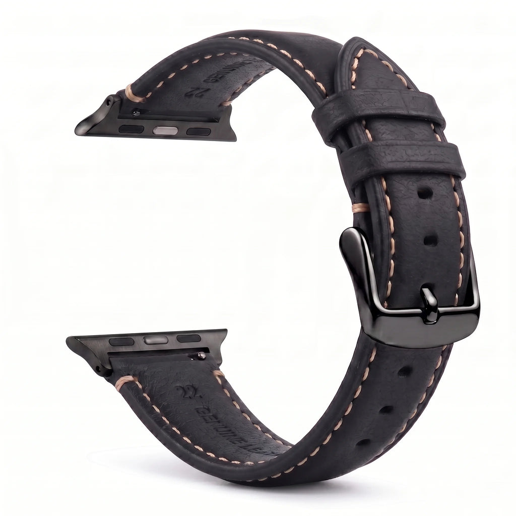 Ersatzarmband für die Apple Watch aus klassischem schwarzen Leder