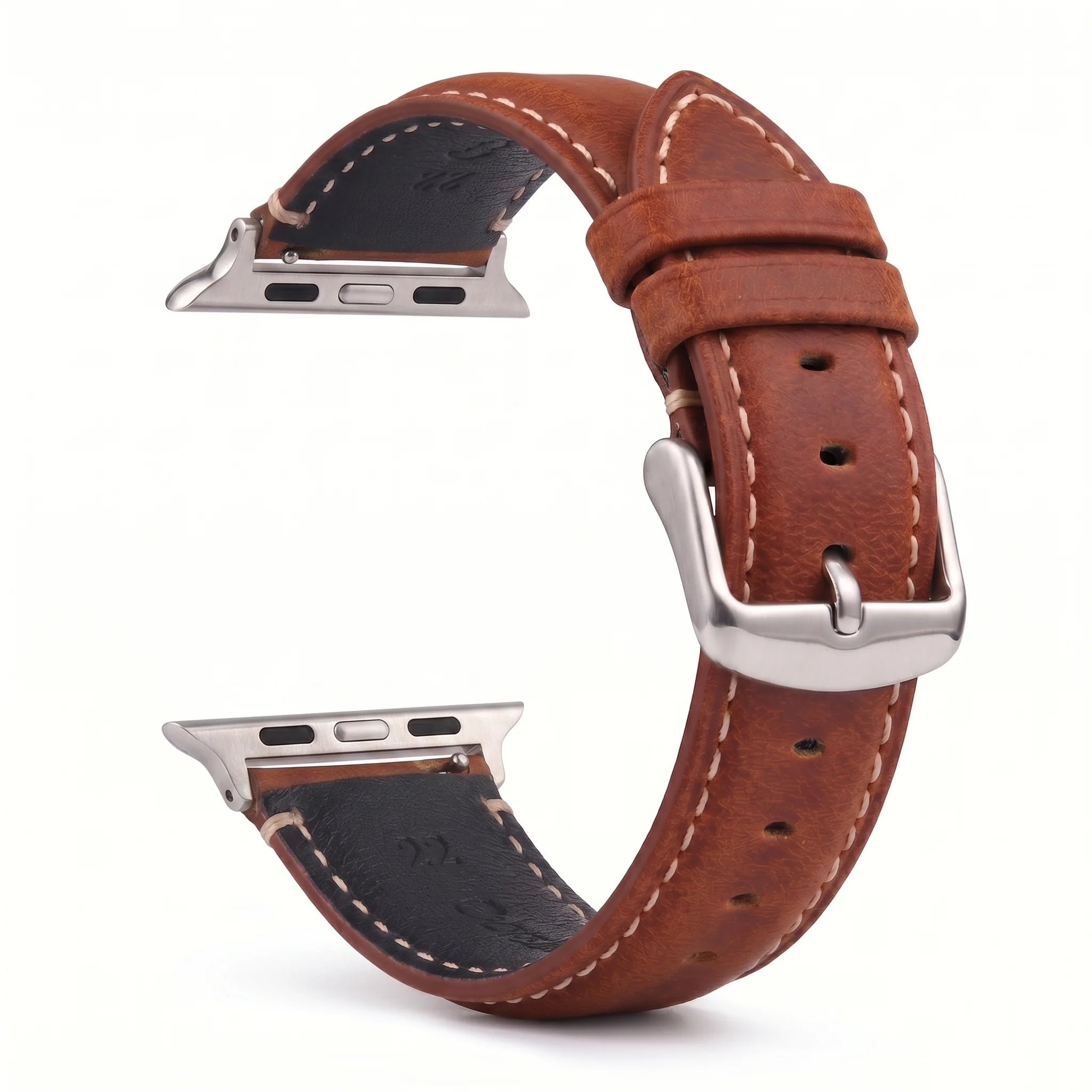 Ersatzarmband für die Apple Watch aus klassischem braun-silbernem Leder