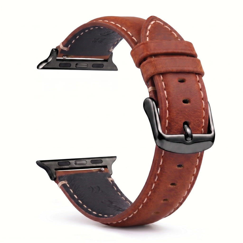 Ersatzarmband für die Apple Watch aus klassischem braun-schwarzem Leder