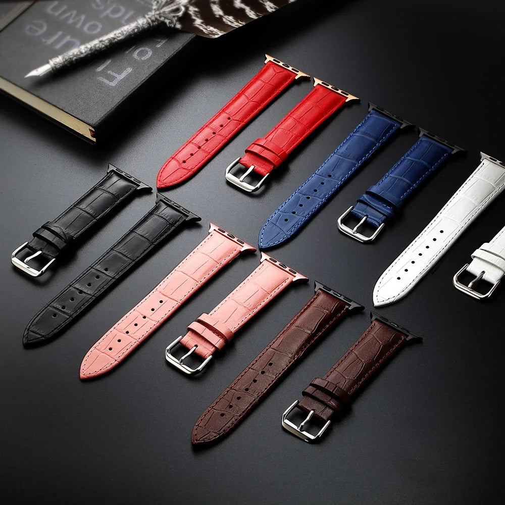Ersatzarmband für die Apple Watch aus Leder und Stahl 