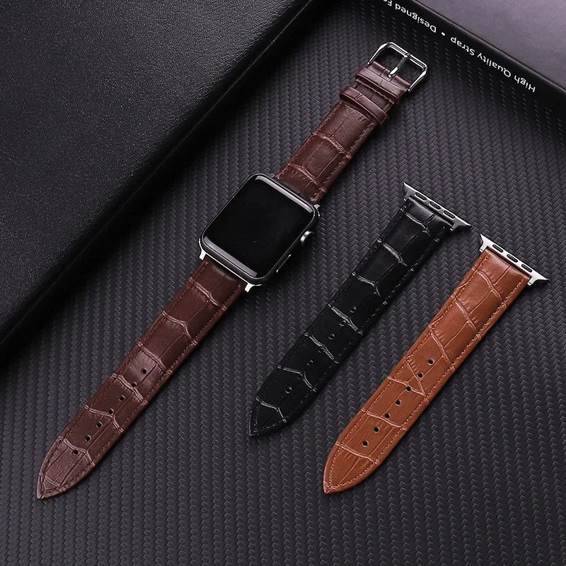 Ersatzarmband für die Apple Watch aus Leder und Stahl 
