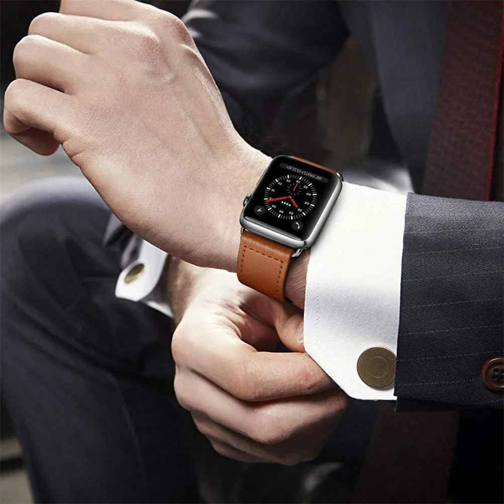 Ersatzarmband für Apple Watch aus Leder für Damen und Herren in Braun