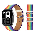 Ersatzarmband für Apple Watch aus Leder für Damen und Herren in Regenbogenfarben
