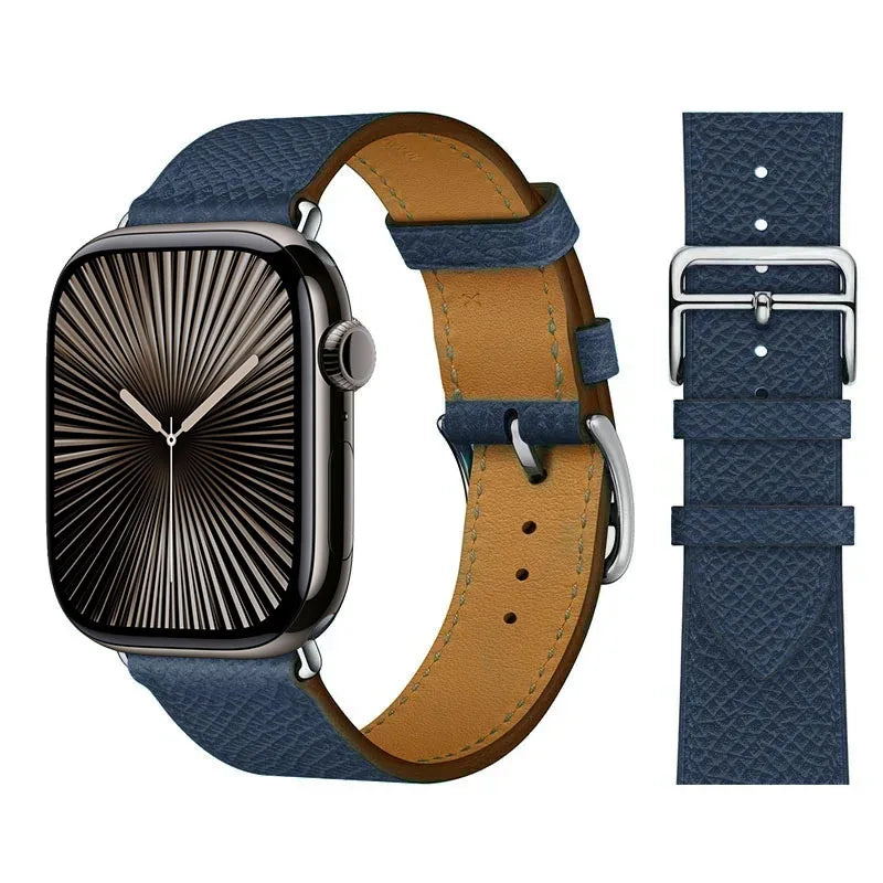 Ersatzarmband für Apple Watch aus Leder für Damen und Herren in Blau