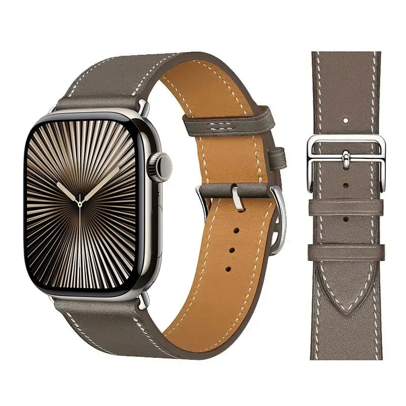 Ersatzarmband für Apple Watch aus Leder für Damen und Herren in Grau