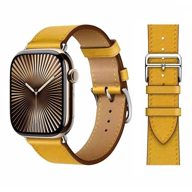 Ersatzarmband für Apple Watch aus Leder für Damen und Herren in Gelb